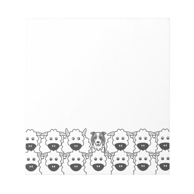 Bloco De Notas Blue Merle Border Collie in the Sheep (Frente)