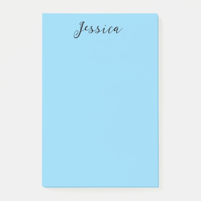 Bloco De Notas Blue Modern Elegant Plain Simple Professional Name (Frente)