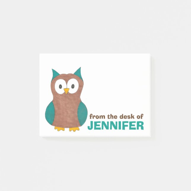 Bloco De Notas Blue Owl Bird A Nota Do Posto Personalizado (Frente)