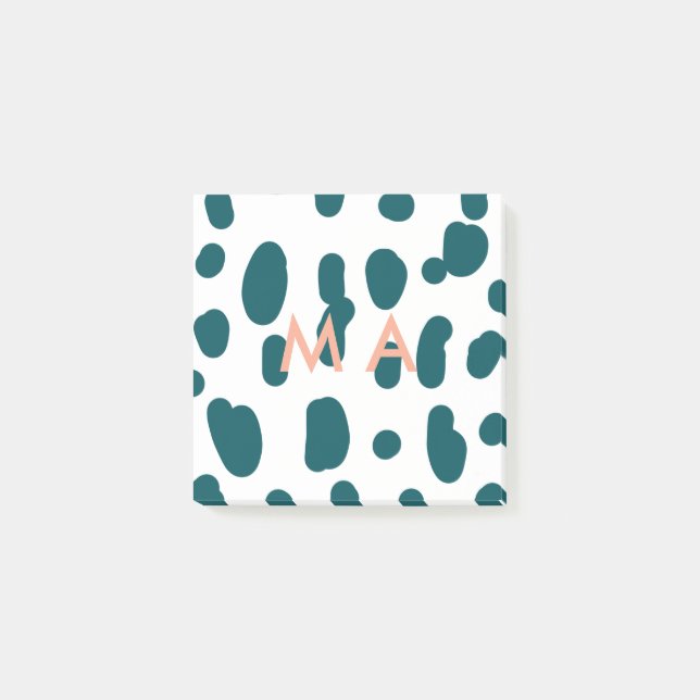 Bloco De Notas Blue polkadot orange pastel monogram man letter pa (Frente)