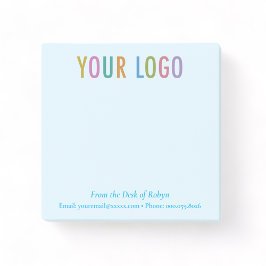 Bloco De Notas Blue Post-it® Notes Business Logo na Mesa do