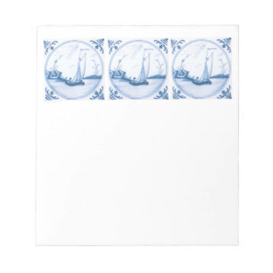 Bloco De Notas Blue White Delft Sailboat