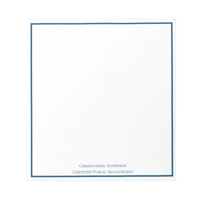 Bloco De Notas Blue White Professional Business Personalizado  (Frente)