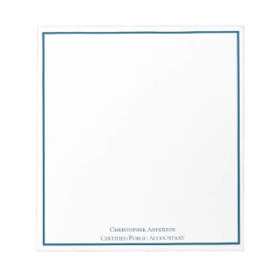 Bloco De Notas Blue White Professional Business Personalized 