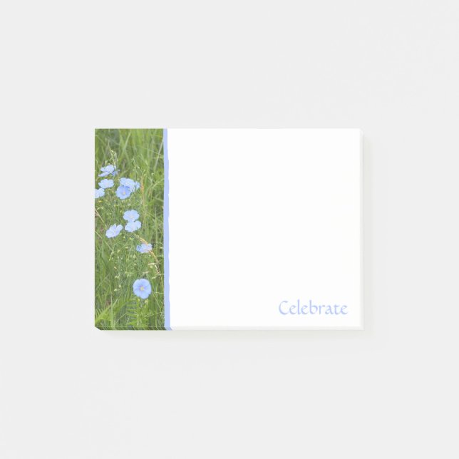Bloco De Notas Blue Wildflowers Post-It Notes (Frente)