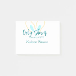 Bloco De Notas Blue yellow baby shower name date animal ear cute