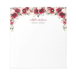 Bloco De Notas Blush Elegante e Rosa Vermelha Personalizado