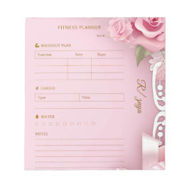 Bloco De Notas Blush pink gold pastel watercolo fittness Planner 