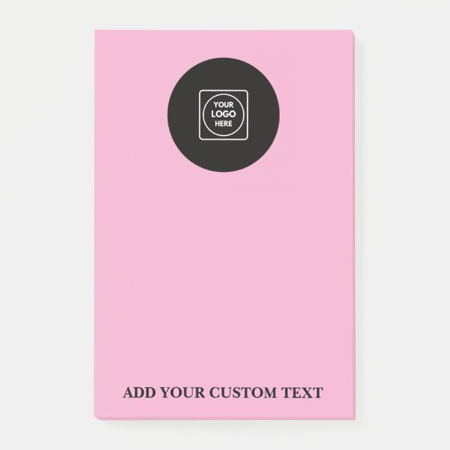 Bloco De Notas Blush Pink Logo Text Business Sticky Notepad (Frente)