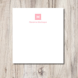 Bloco De Notas Blush Pink Modern Chic Trendy Monogram Name 
