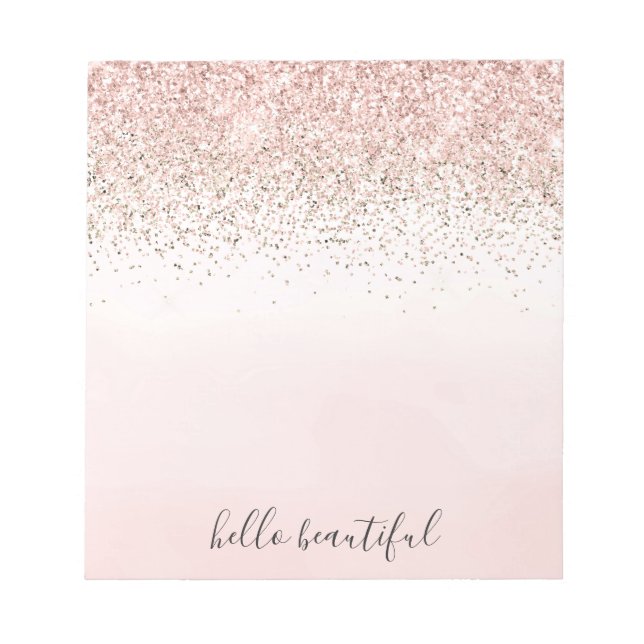 Bloco De Notas Blush Rosa Dourado Brilho Gradiente  (Frente)