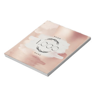 Bloco De Notas Blush Rosa Dourado Moderno Negócio Pequeno Feminin