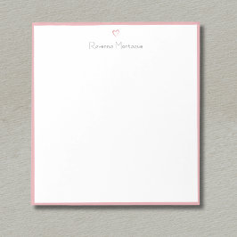 Bloco De Notas Blush Rose Border and Heart Custom Script Name