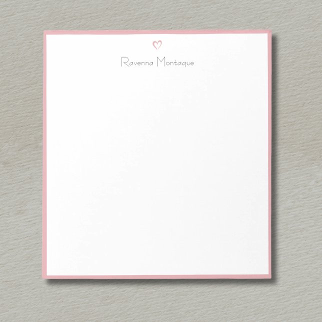 Bloco De Notas Blush Rose Border and Heart Custom Script Name (Criador carregado)
