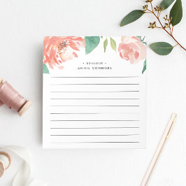Bloco De Notas Blushing Peony | Vinculado Personalizado