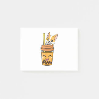 Bloco De Notas Boba Tapioca Pérolas Bolhas Leite Tea Beber Corgi