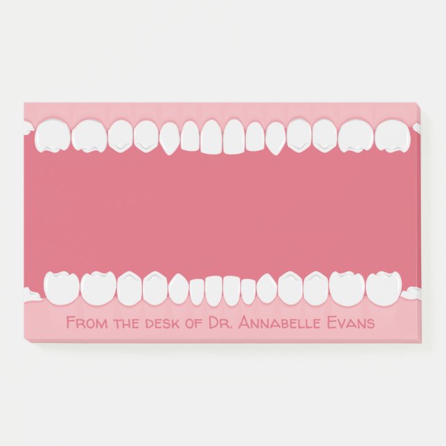 Bloco De Notas Boca Rosa com Dentes Personalizar Notas Postadas (Frente)
