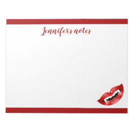Bloco De Notas Boca Vampira Com Lábios Vermelhos E Texto Personal