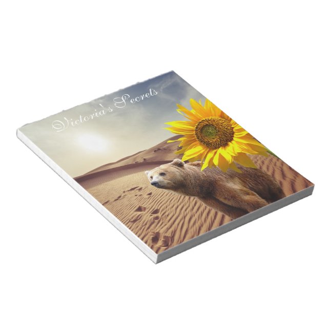 Bloco De Notas Bocas de girassol, Urso Floral (Inclinado)