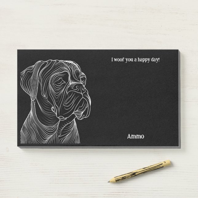 Bloco De Notas Boerboel Abstrato Art Dog (Na mesa)