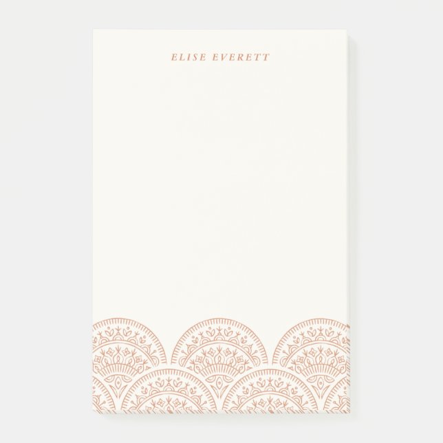 Bloco De Notas Bohemian Scallops Custom Postar-It - Burnt Sienna (Frente)