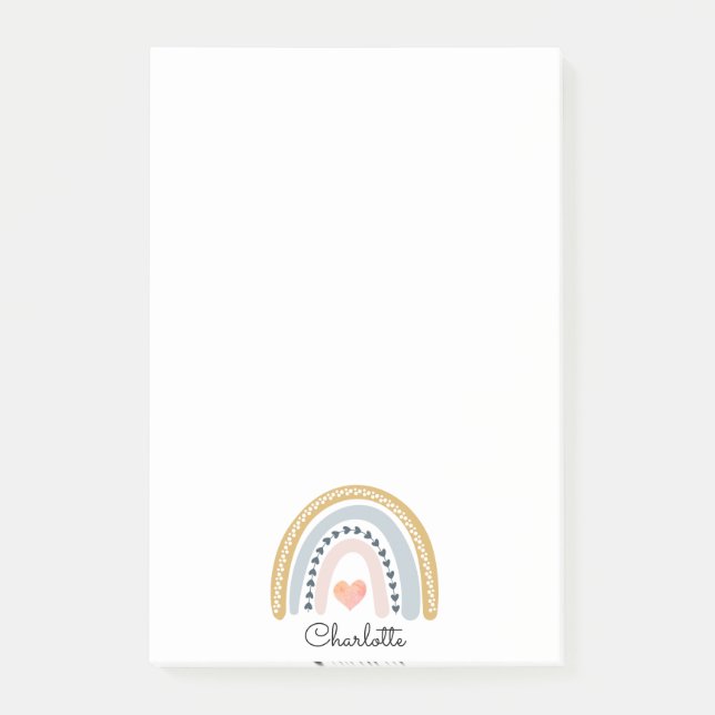 Bloco De Notas Boho Aquarela Arco-íris Infantil Personalizado  (Frente)