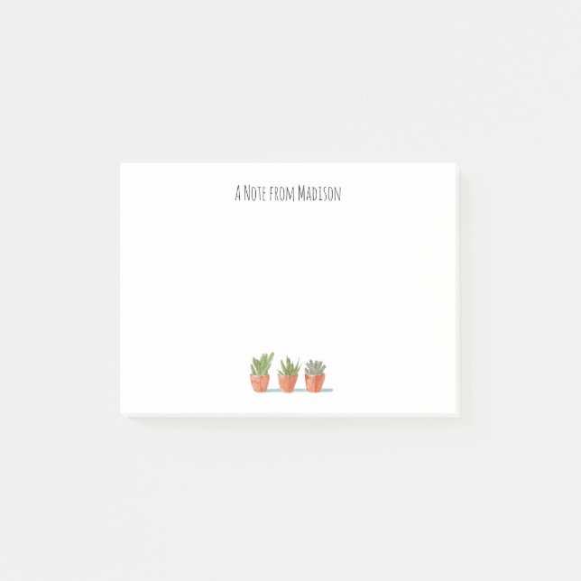 Bloco De Notas Boho Cactus Watercolor Vegetal Monograma (Frente)
