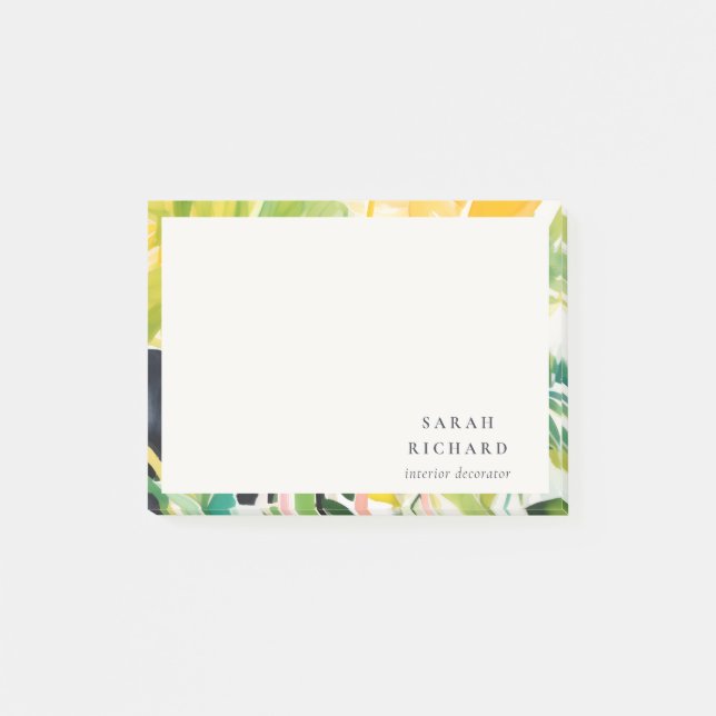 Bloco De Notas Boho Chic Verde Folhagem Tropical Botânica (Frente)