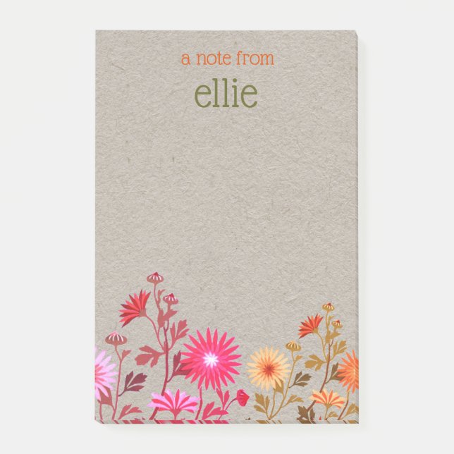 Bloco De Notas Boho Country Floral Kraft Notepad (Frente)
