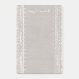 Bloco De Notas Boho Embroiderme Tribal Pattern Posta-its - Cinza