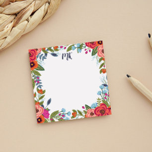 Bloco De Notas Boho Florals - Monograma