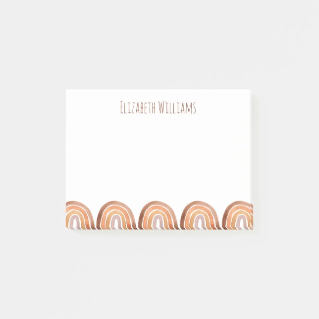 Bloco De Notas Boho Modern Rainbow Name School  (Frente)
