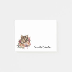 Bloco De Notas Boho Personalizado Cores Florais De Gato