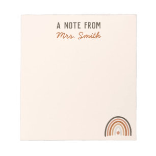 Bloco De Notas Boho Professora Apreciação Rainbow Apple