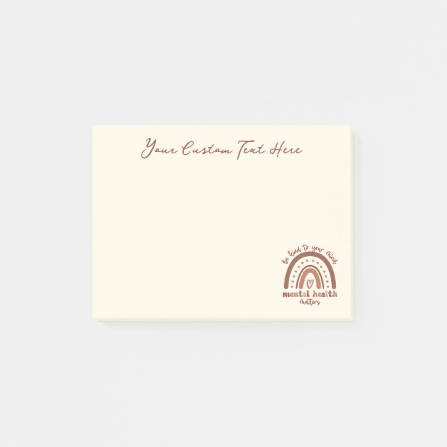 Bloco De Notas Boho Rainbow Mental Health Seja gentil Com Sua Men (Frente)