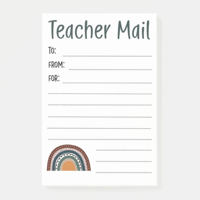 Bloco De Notas Boho Rainbow Notes from Teacher (Frente)