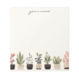 Bloco de Notas Boho Suculentas Aquarela Personaliz