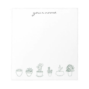 Bloco de Notas Boho Suculentas Aquarela Personaliz