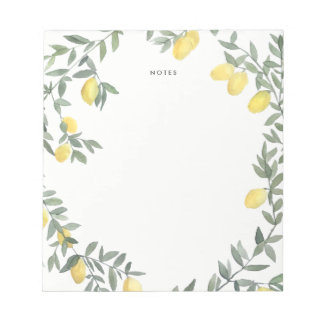 Bloco De Notas Boho Watercolor Lemon Wreath