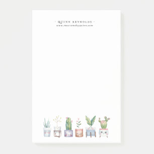 Bloco De Notas Boho Watercolor — Planta Potente Monograma Stati