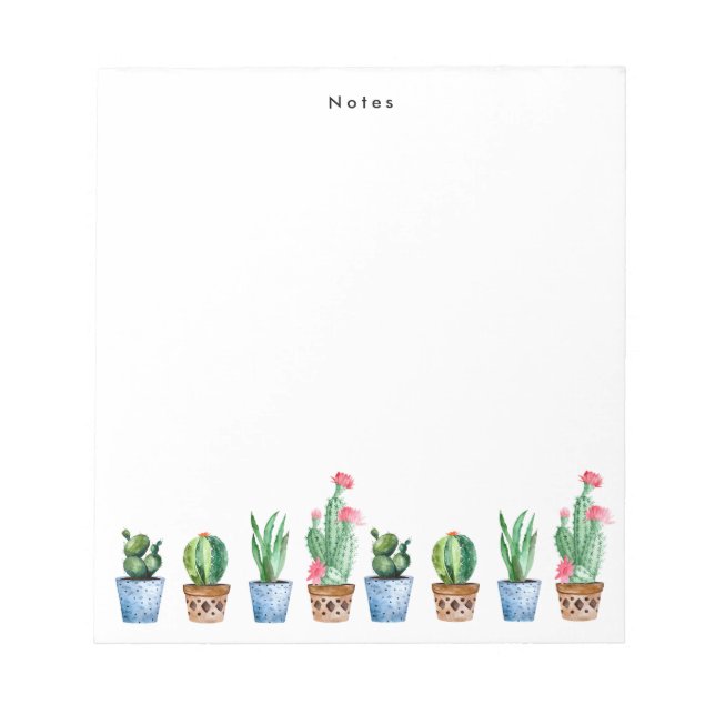 Bloco De Notas Boho Watercolor Potente Cactus & Succulents Person (Frente)