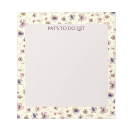 Bloco De Notas Boho Wildflower Watercolor Named Cream Blush