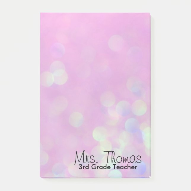 Bloco De Notas Bokeh Posta As Notas 4x6 (Rosa) (Frente)