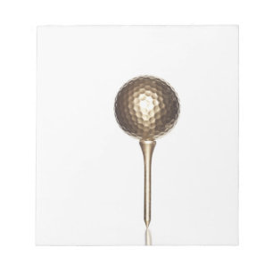 Bloco De Notas Bola de golfe Dourado e T