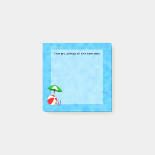 Bloco De Notas Bola de praia e notas de post-it feitas sob