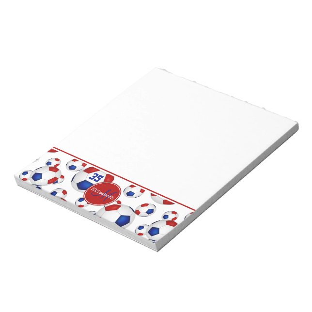 Bloco De Notas bolas de futebol branco-vermelho personalizadas (Invertido)