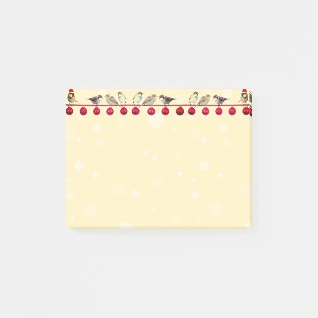 Bloco De Notas bolas de Natal & pássaros cantores (Frente)