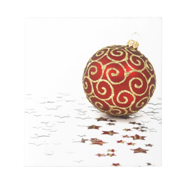 Bloco De Notas Bolas de Natal Vermelho Decorativas (Frente)