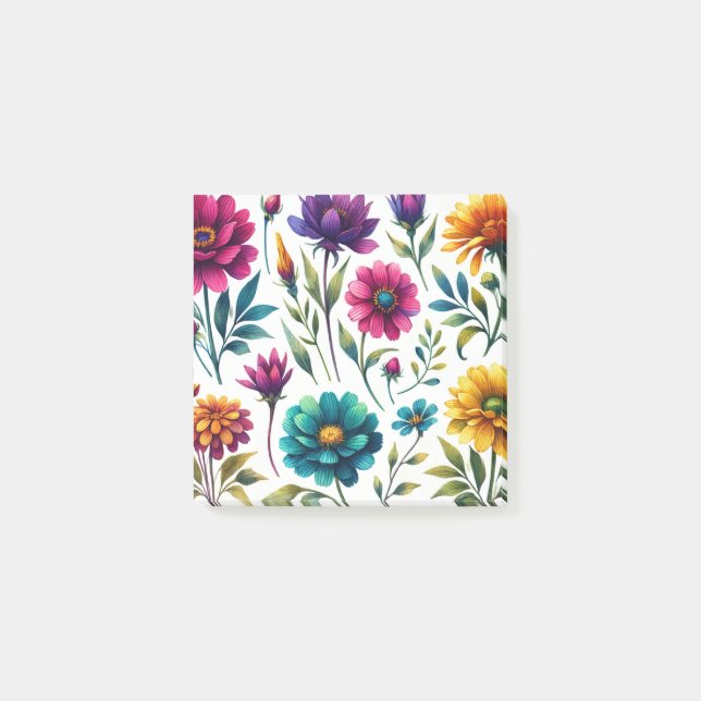 Bloco De Notas Bold Floral Blooms Primavera e Verão (Frente)