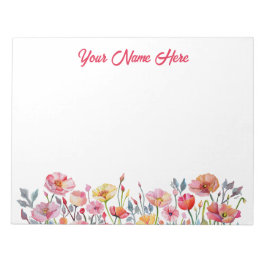Bloco De Notas Bold, Personalized Notepad with Poppy Theme